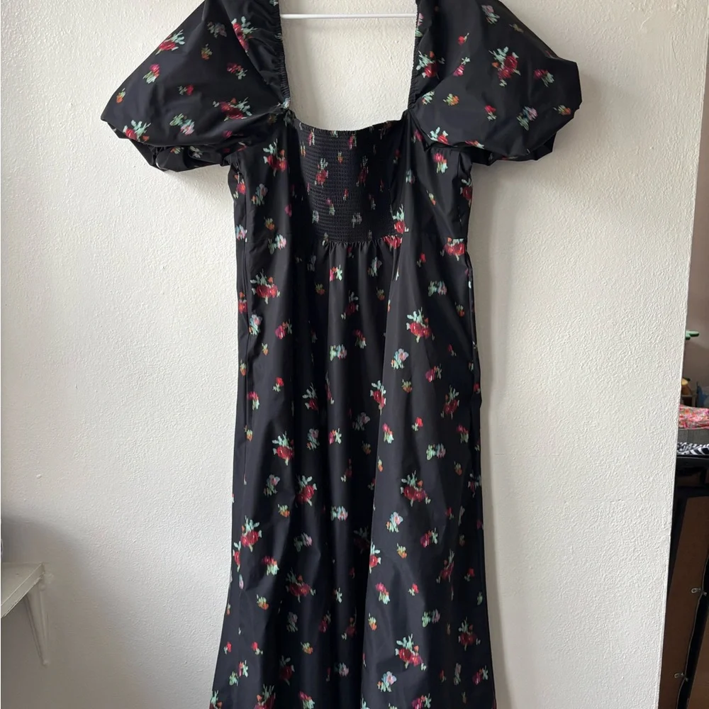 Hill House Matilda Dress in Black Ikat Floral - Picture 7 of 10